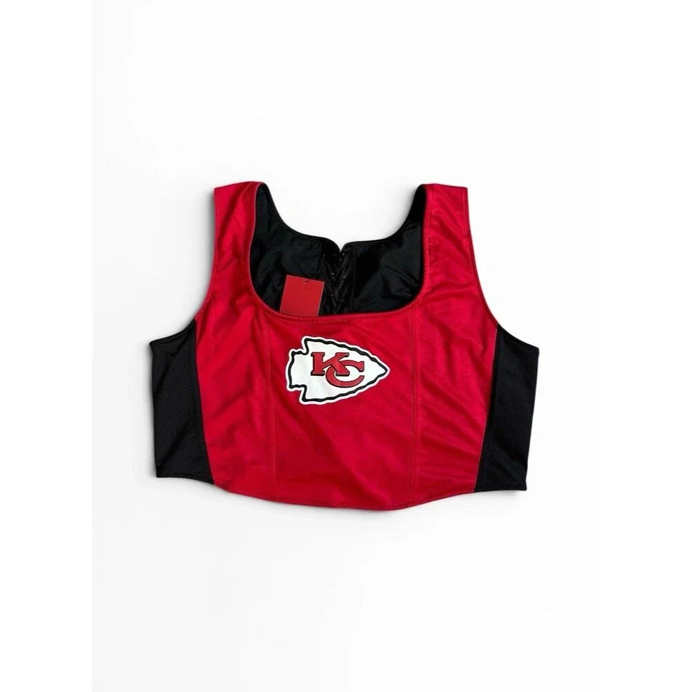 NFL Kansas City Chiefs Crop Corset Top Women’s 3X Lace Up Ultra Game Day